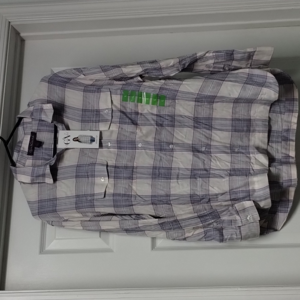 Gloria Vanderbilt women bryne plaid size L woven top